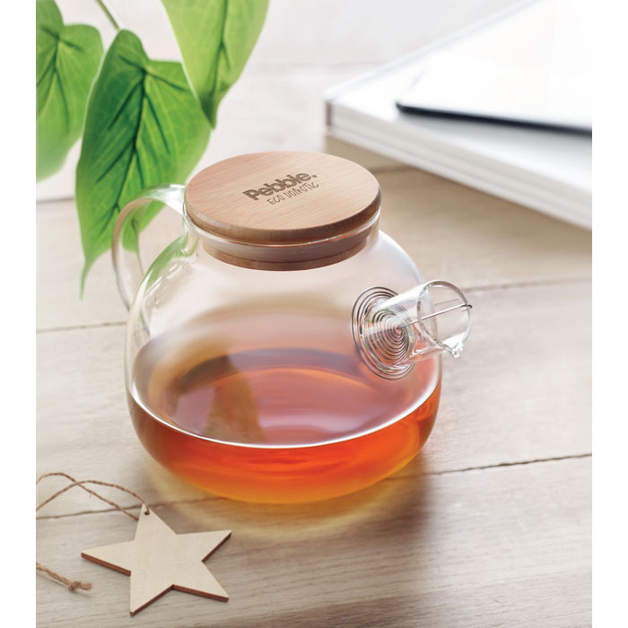 Porta tè in vetro 850ml personalizzato con logo aziendale